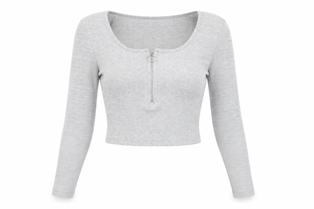 Womens UK Size 8 Missguided Grey Cropped T-Shirt