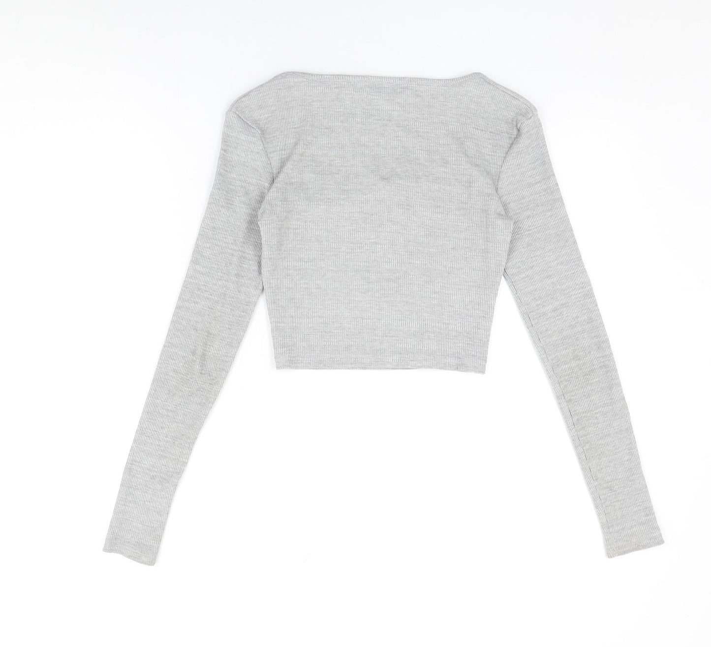 Womens UK Size 8 Missguided Grey Cropped T-Shirt