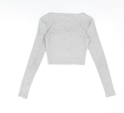Womens UK Size 8 Missguided Grey Cropped T-Shirt
