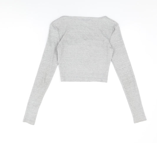 Womens UK Size 8 Missguided Grey Cropped T-Shirt
