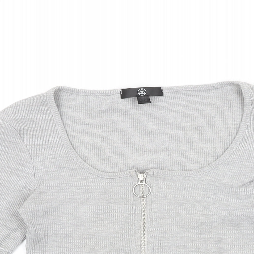 Womens UK Size 8 Missguided Grey Cropped T-Shirt