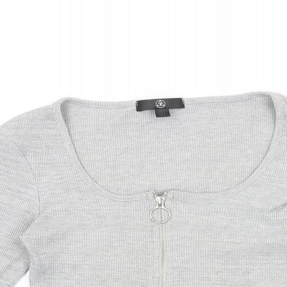 Womens UK Size 8 Missguided Grey Cropped T-Shirt