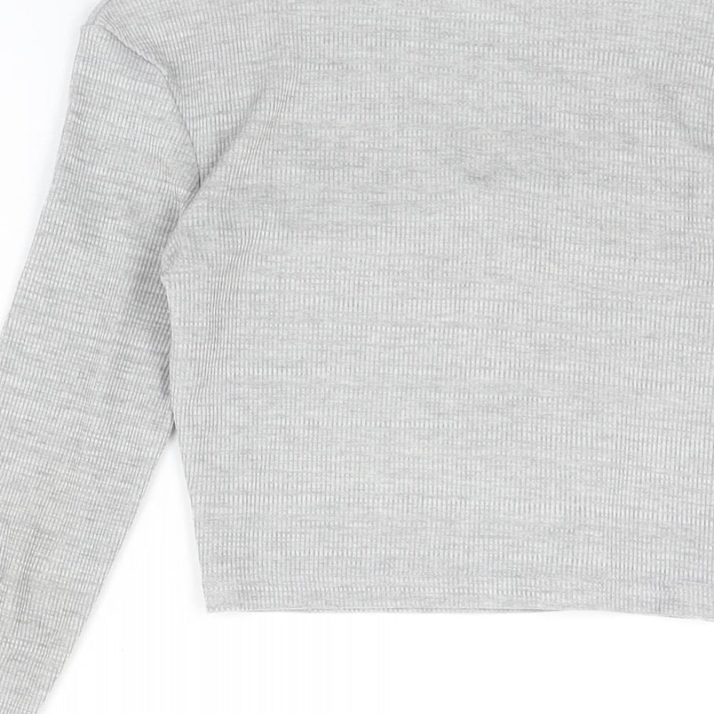 Womens UK Size 8 Missguided Grey Cropped T-Shirt