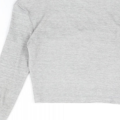 Womens UK Size 8 Missguided Grey Cropped T-Shirt