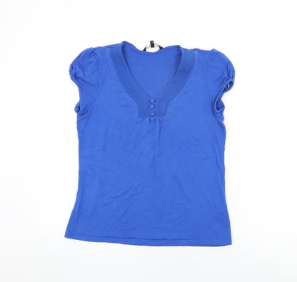 Womens UK Size 14 Debenhams Blue Basic T-Shirt