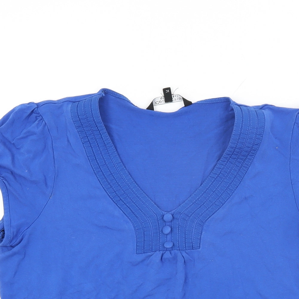 Womens UK Size 14 Debenhams Blue Basic T-Shirt