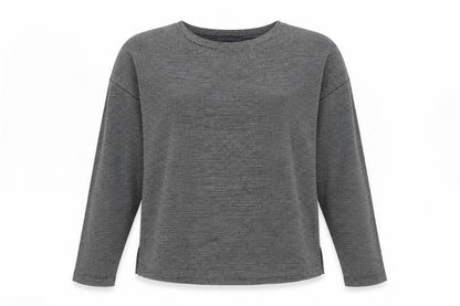 Marks & Spencer Womens Grey Striped Viscose Basic T-Shirt Size 14 Round Neck