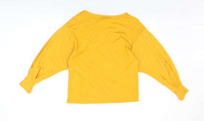 John Lewis Womens Yellow Viscose Basic T-Shirt Size 12 Boat Neck