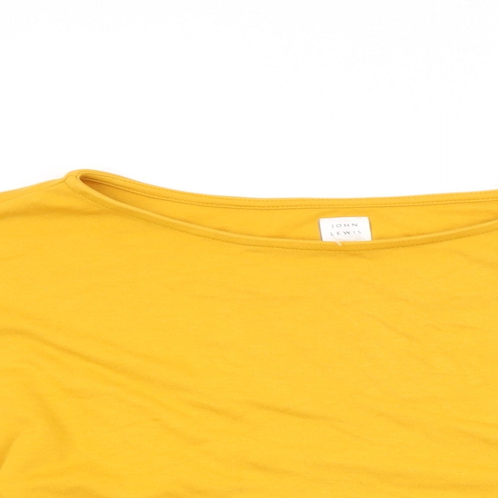 John Lewis Womens Yellow Viscose Basic T-Shirt Size 12 Boat Neck