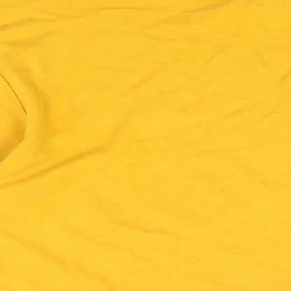John Lewis Womens Yellow Viscose Basic T-Shirt Size 12 Boat Neck