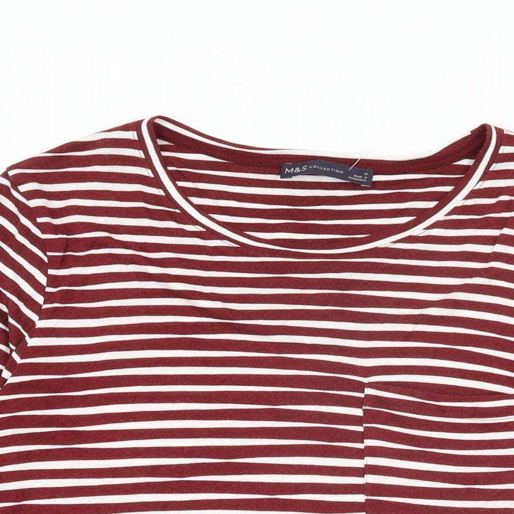 Womens UK Size 10 Marks and Spencer Red Basic T-Shirt