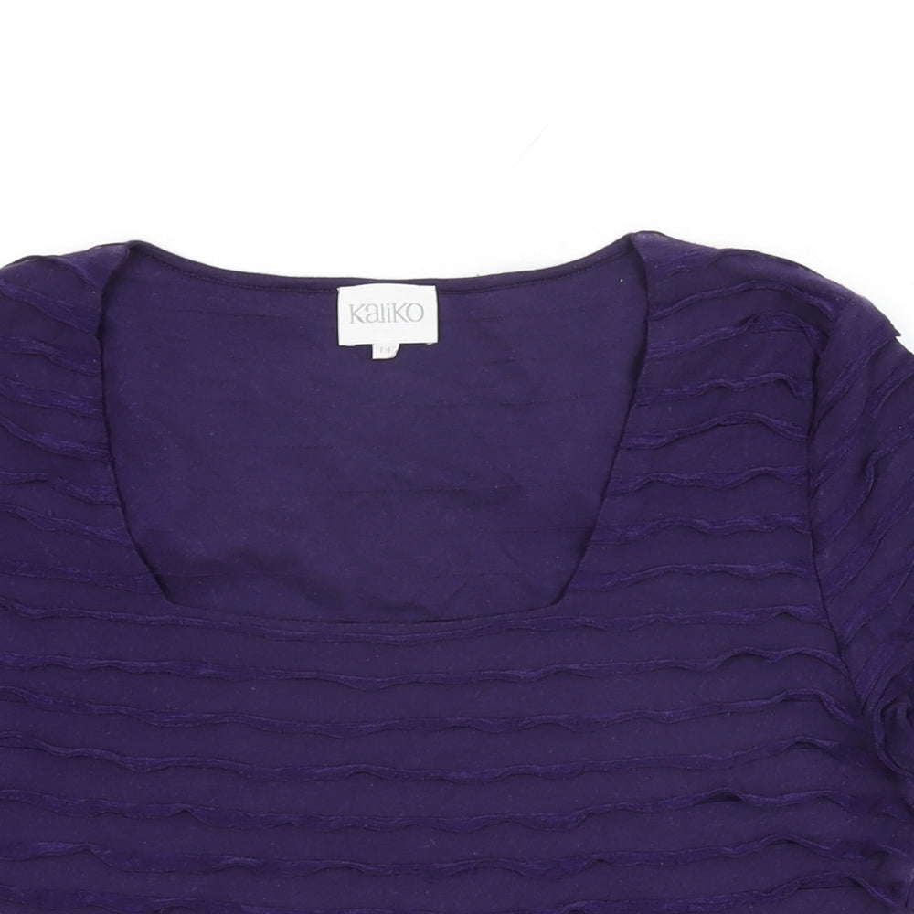 Womens UK Size 14 Kaliko Purple Basic T-Shirt