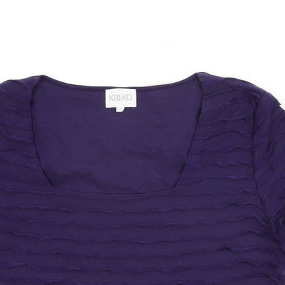 Womens UK Size 14 Kaliko Purple Basic T-Shirt