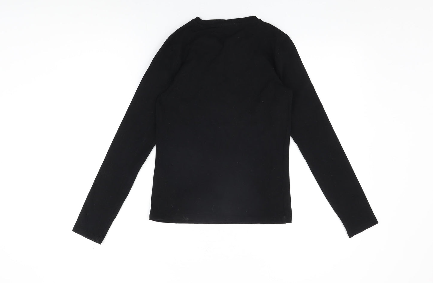 Warehouse Womens Black Cotton Basic T-Shirt Size 8 Round Neck