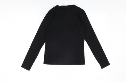 Warehouse Womens Black Cotton Basic T-Shirt Size 8 Round Neck