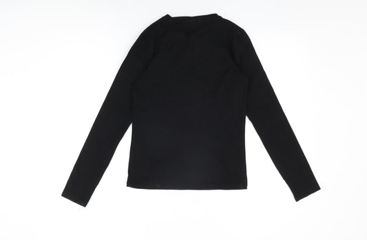 Warehouse Womens Black Cotton Basic T-Shirt Size 8 Round Neck
