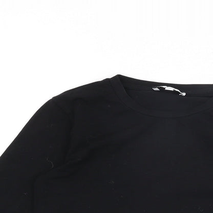 Warehouse Womens Black Cotton Basic T-Shirt Size 8 Round Neck