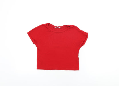 Womens UK Size S Zara Red Cropped T-Shirt