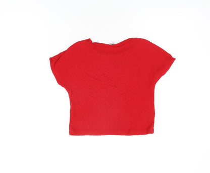 Womens UK Size S Zara Red Cropped T-Shirt