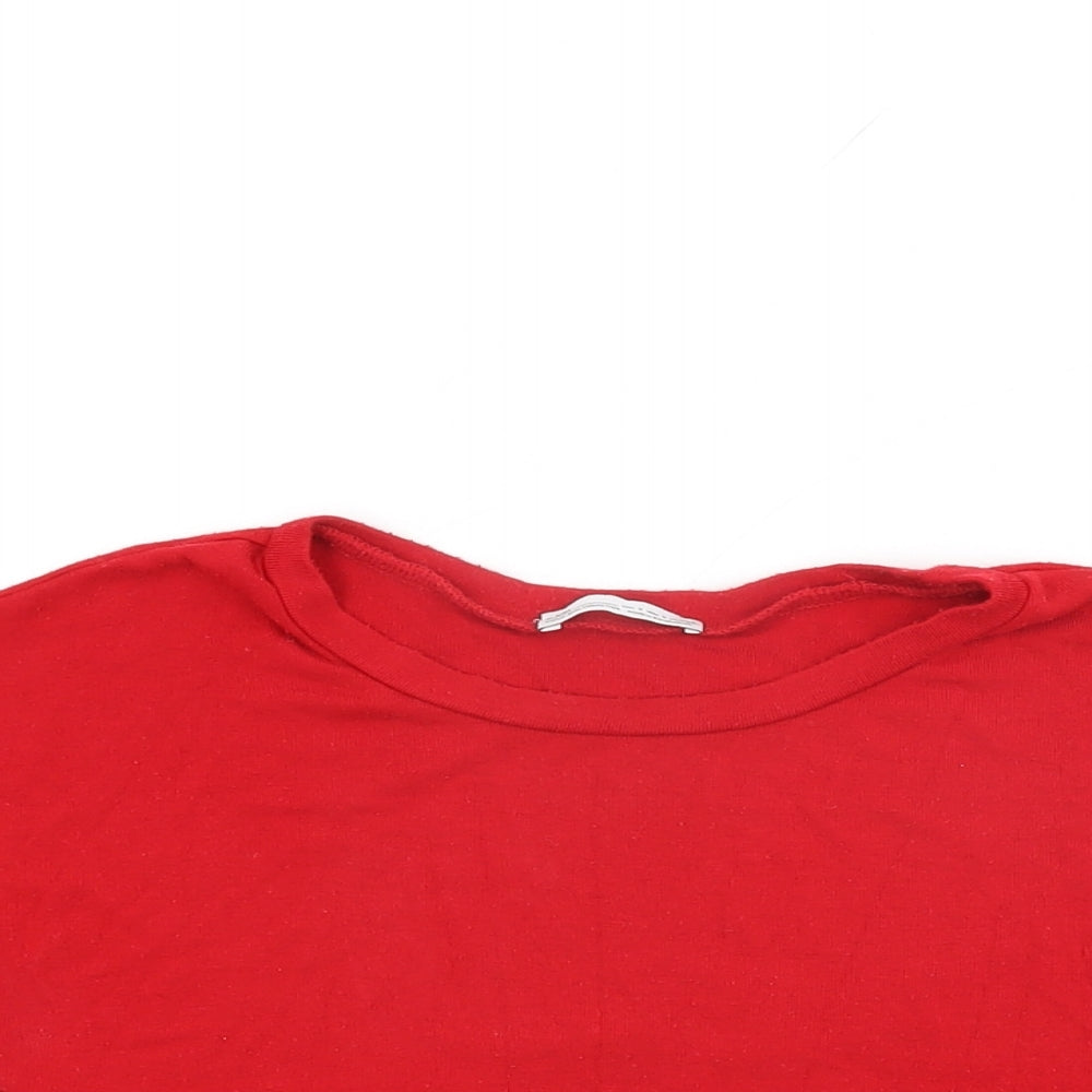 Womens UK Size S Zara Red Cropped T-Shirt