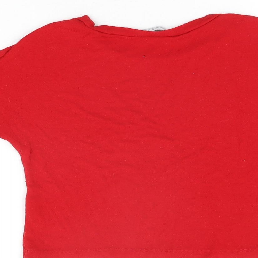 Womens UK Size S Zara Red Cropped T-Shirt