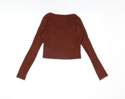 Womens UK Size 8 Topshop Brown Cropped T-Shirt