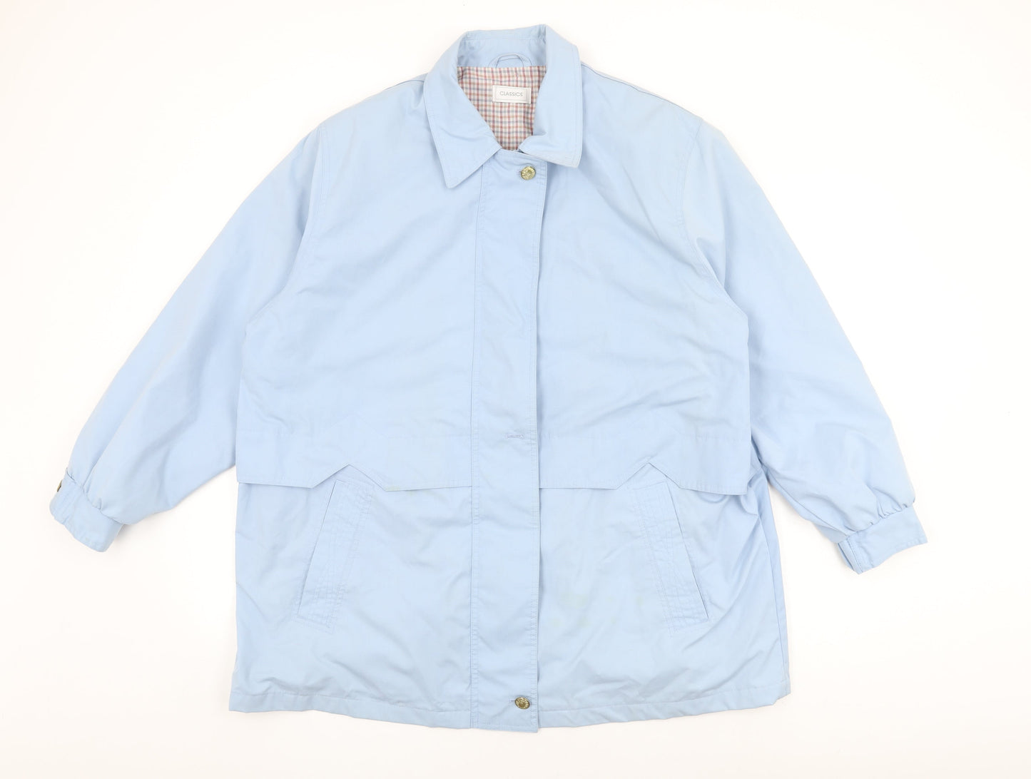 Classics Womens Blue Overcoat Coat Size 22 Zip