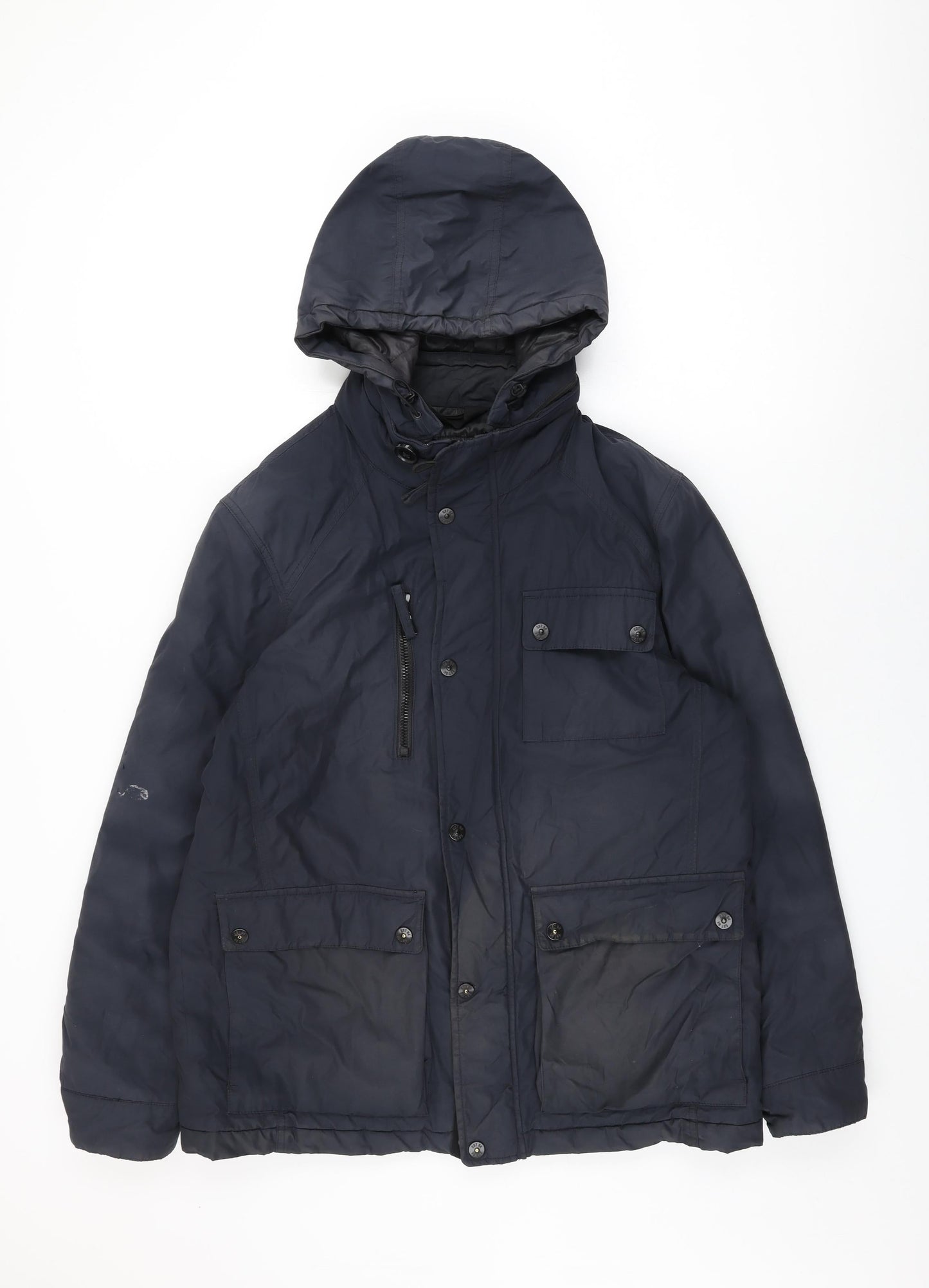 Mens UK Size L Marks and Spencer Black Overcoat