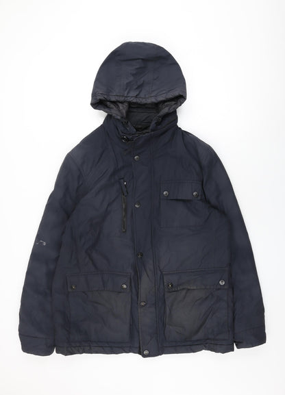 Mens UK Size L Marks and Spencer Black Overcoat