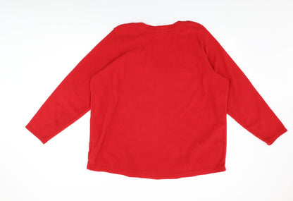 Lands' End Womens Red Polyester Basic T-Shirt Size 24 Round Neck - Size 24-26