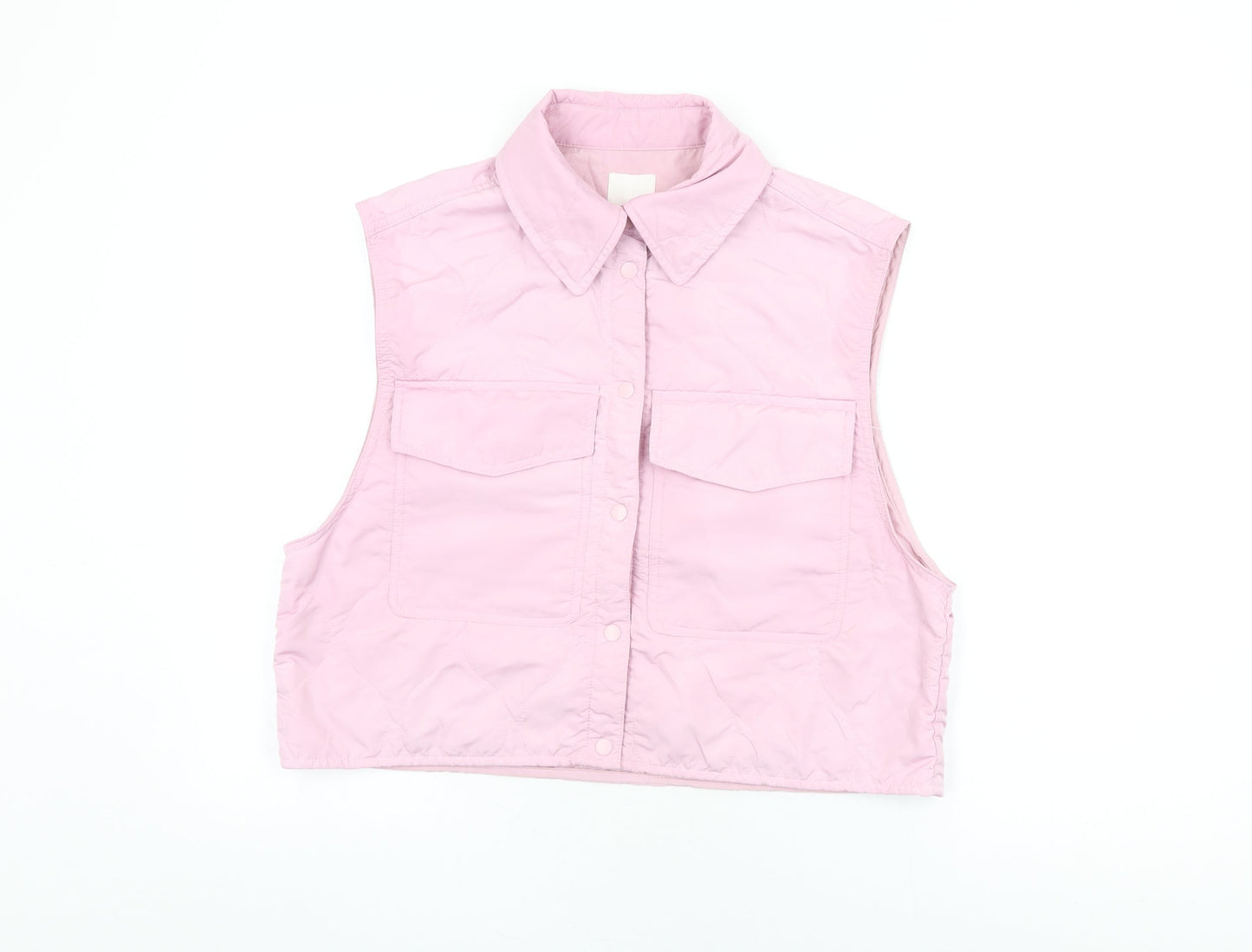 Womens UK Size S H&M Pink Basic Button-Up