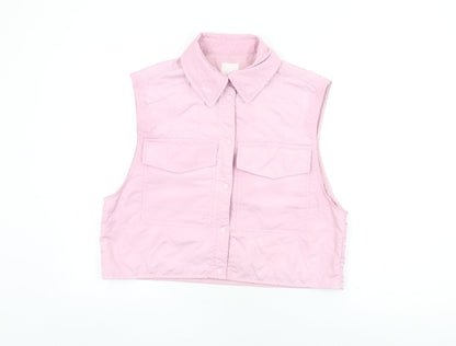 Womens UK Size S H&M Pink Basic Button-Up