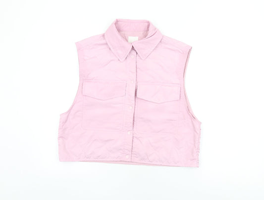 Womens UK Size S H&M Pink Basic Button-Up