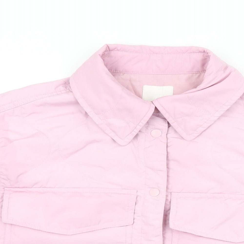 Womens UK Size S H&M Pink Basic Button-Up