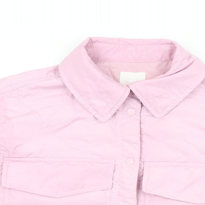 Womens UK Size S H&M Pink Basic Button-Up