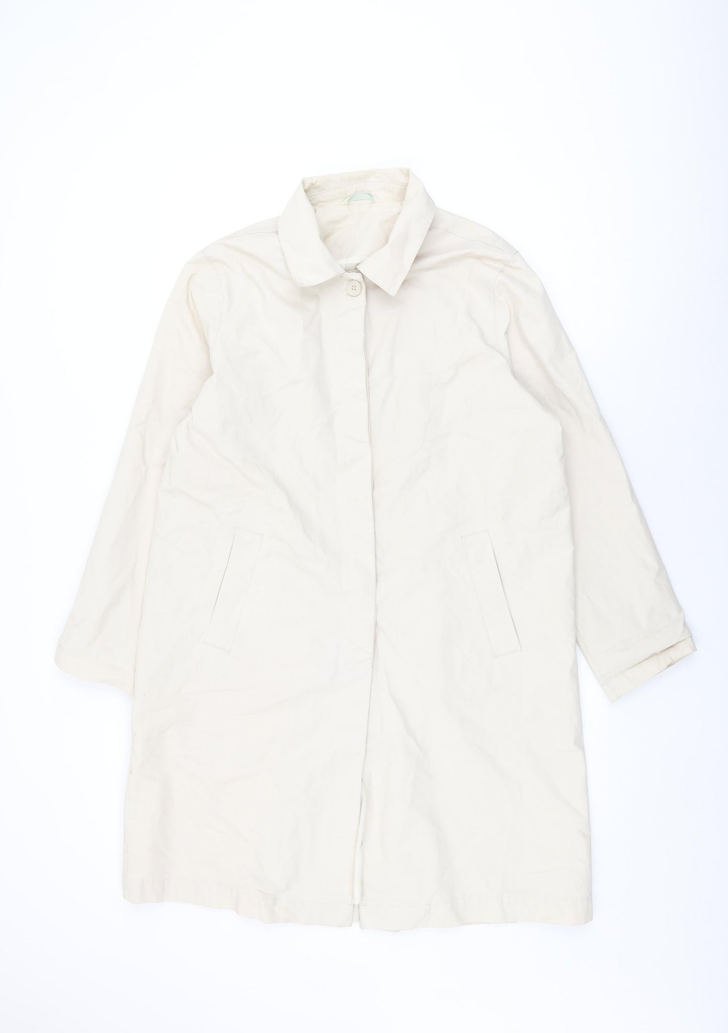 Marks and Spencer Womens Beige Overcoat Coat Size 14 Button