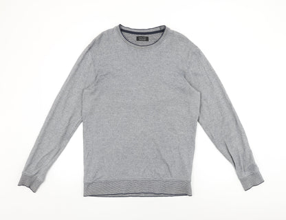 Zara Mens Blue Cotton T-Shirt Size XL Round Neck