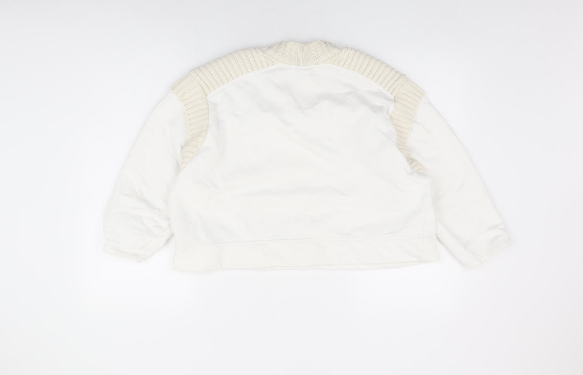 Zara Womens White Cotton Pullover Sweatshirt Size M Pullover