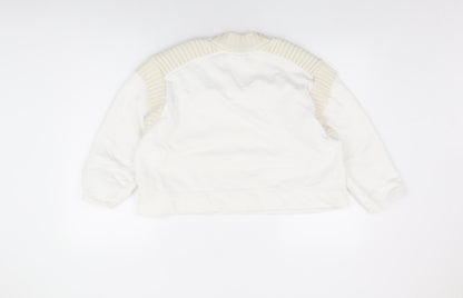 Zara Womens White Cotton Pullover Sweatshirt Size M Pullover