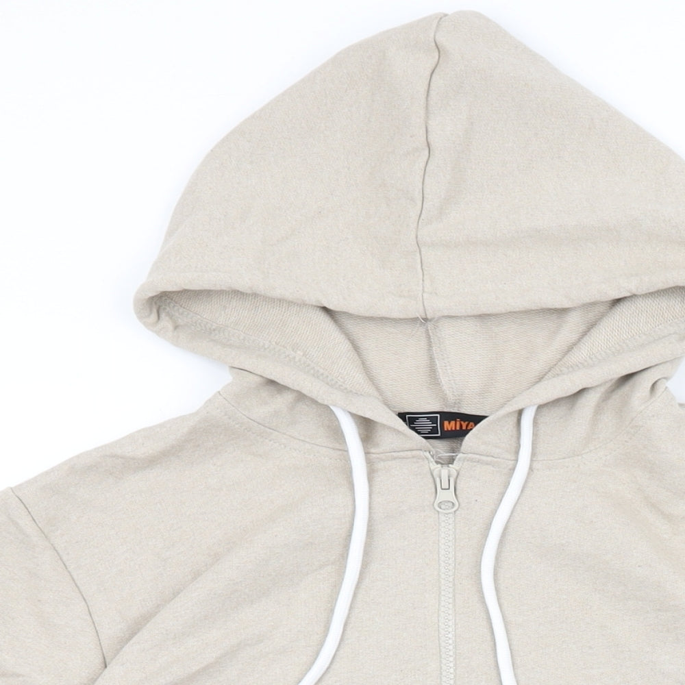 Miyalon Mens Beige Cotton Full Zip Hoodie Size S