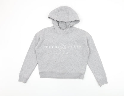 EBRU EVRIM Womens Grey Cotton Pullover Hoodie Size S Pullover - Activewear