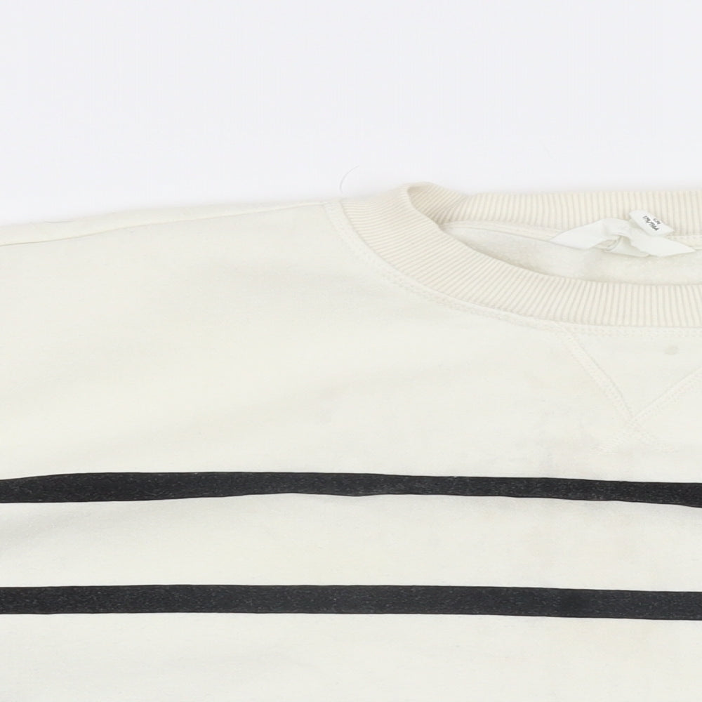 H&M Womens Ivory Striped Cotton Pullover Sweatshirt Size XL Pullover - Studio Serenity