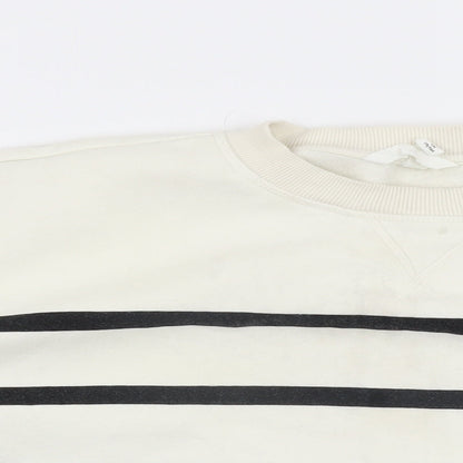 H&M Womens Ivory Striped Cotton Pullover Sweatshirt Size XL Pullover - Studio Serenity