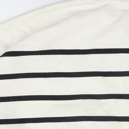 H&M Womens Ivory Striped Cotton Pullover Sweatshirt Size XL Pullover - Studio Serenity