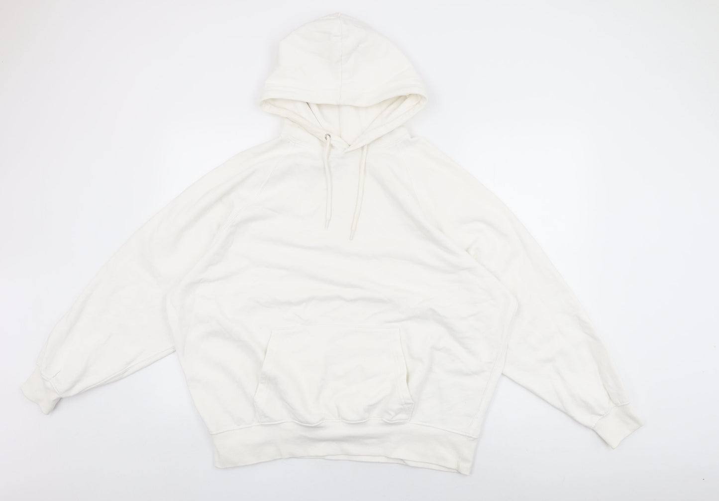 H&M Womens White Cotton Pullover Hoodie Size S Pullover