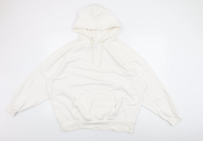 H&M Womens White Cotton Pullover Hoodie Size S Pullover