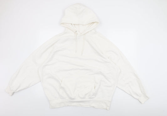 H&M Womens White Cotton Pullover Hoodie Size S Pullover