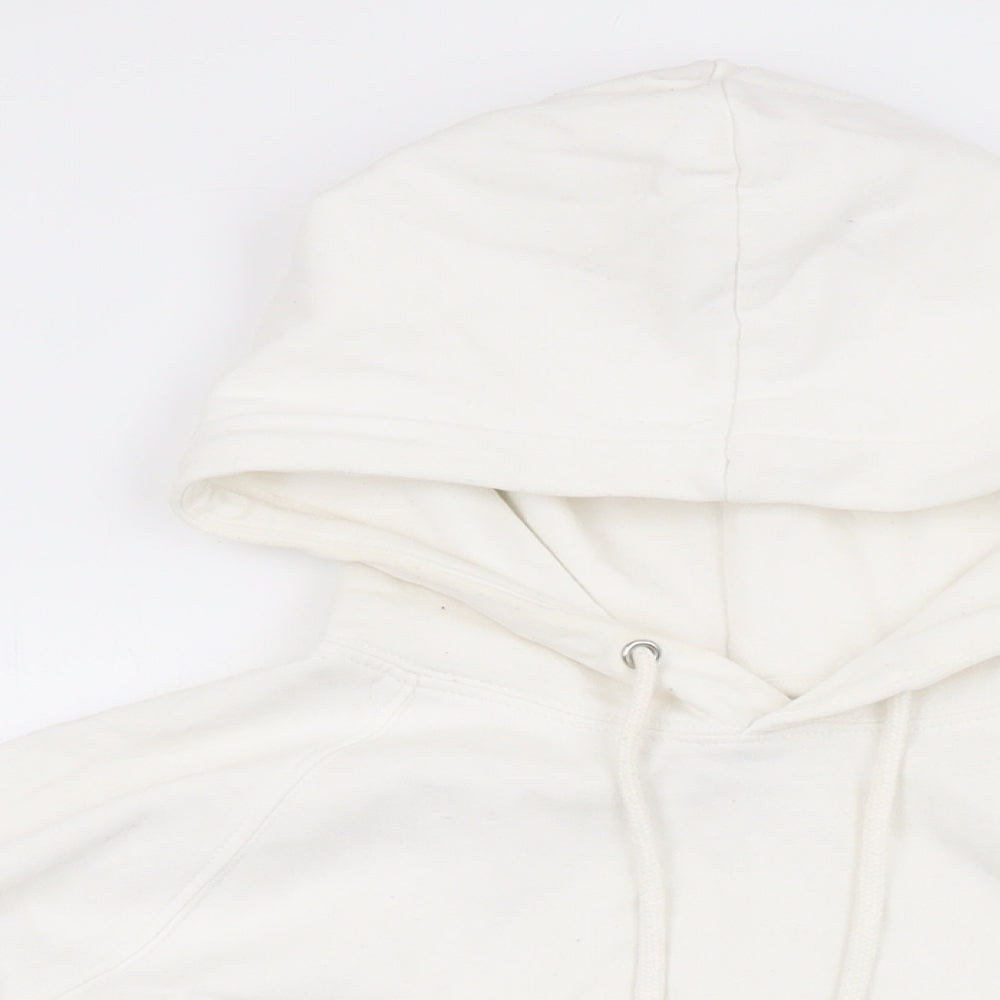 H&M Womens White Cotton Pullover Hoodie Size S Pullover