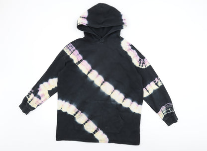 H&M Girls Black Geometric Cotton Pullover Hoodie Size 10-11 Years Pullover - Tie Dye