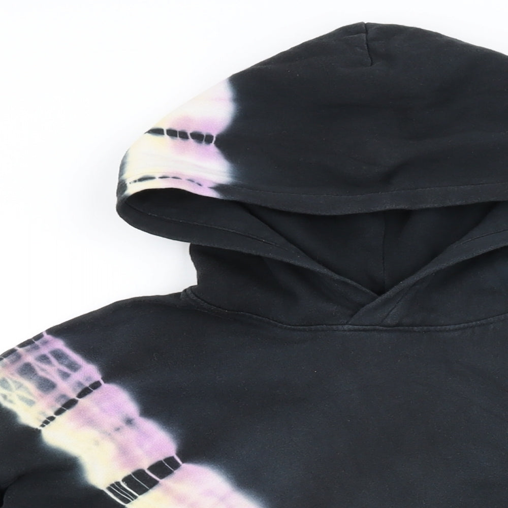H&M Girls Black Geometric Cotton Pullover Hoodie Size 10-11 Years Pullover - Tie Dye